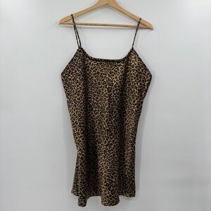 Gilligan & O'Malley Leopard Print Sleeveless‎ Nightgown Women's Size Large sli